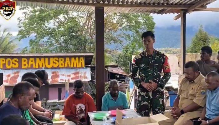 Satgas Pamtas Kewilayahan RI-PNG Yonif 763/SBA Dengarkan Aspirasi Masyarakat Melalui Musyawarah dan Mufakat