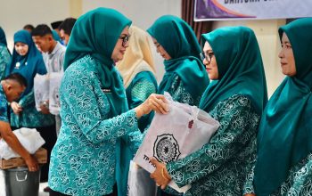 Serahkan Bantuan, Staf Ahli TP PKK Pusat Yakinkan Warga Kabupaten Agam Tidak Sendiri