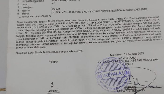 Diduga debt collector Terlibat Pencurian Motor di Toko Iwata Store, Korban Pertanyakan Penanganan Kasus